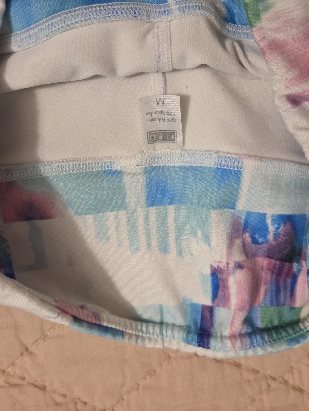 Fleo Women’s Athletic Shorts in White with Blue, Purple & Pink Double Lined - Picture 3 of 3